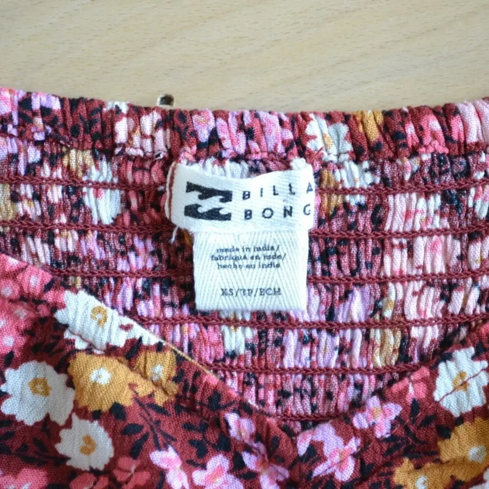 NWT Billabong Mini Short Sleeve Dress Floral Size XS